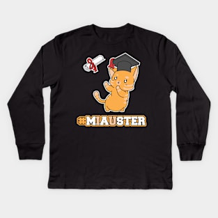 Miauster Master 2021 Cat Master Thesis Kids Long Sleeve T-Shirt